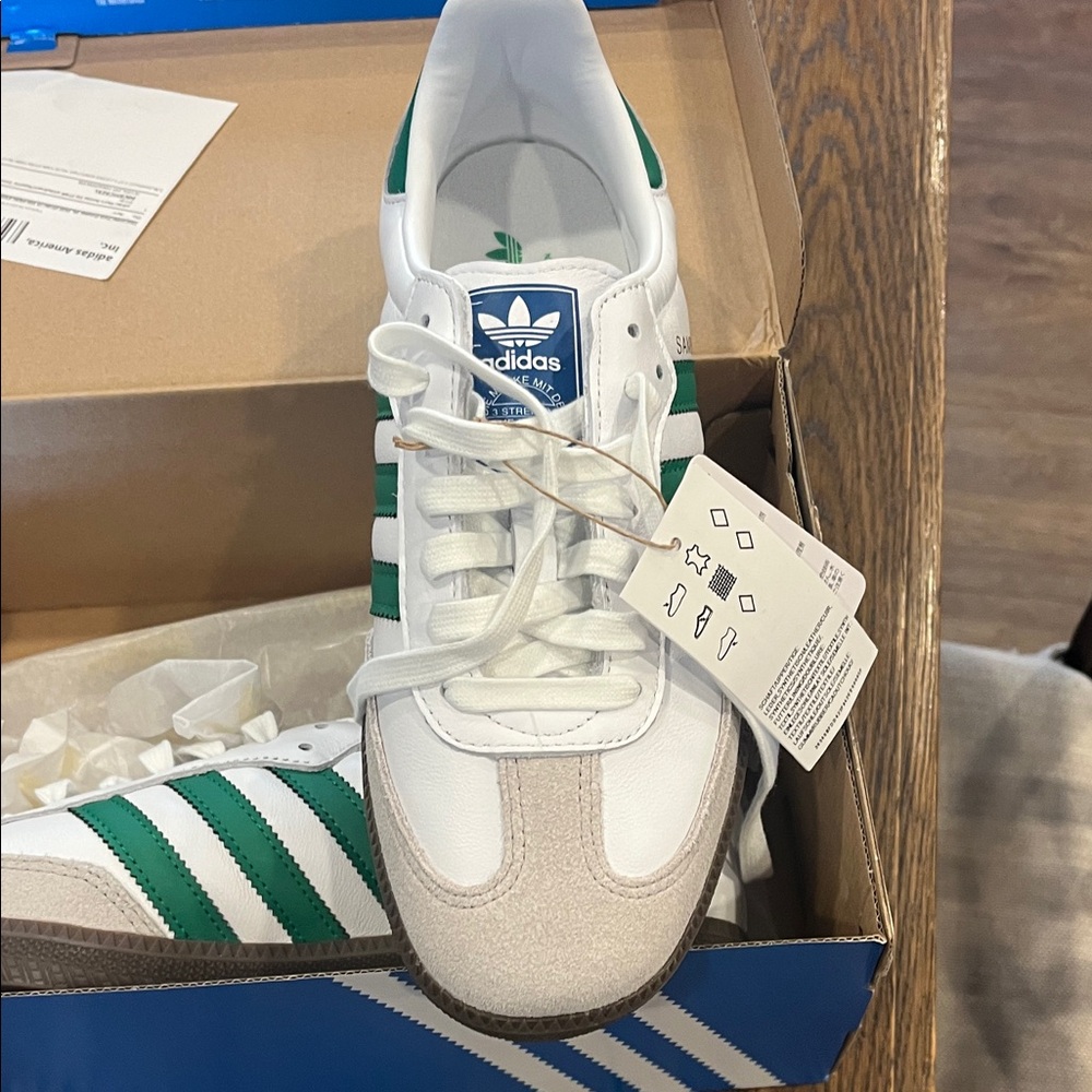Adidas Samba OG White & Green Shoes Sneakers - New with tags and box 9 - Picture 8 of 8